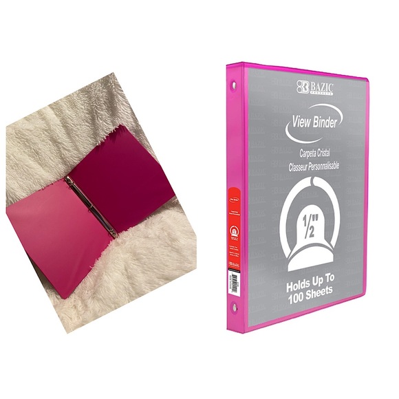 Office 3 Ring Binder 12 Economy View Binders Organizer Fuchsia Round